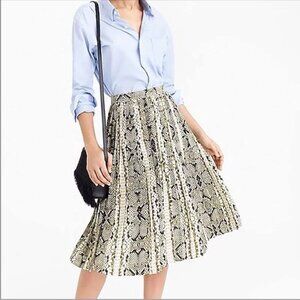 J Crew Pleated Midi Skirt in Snakeskin Print